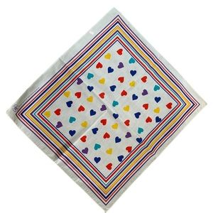Vtg Colourful Heart Print Bandana Pop Art to Wear Y2K Festival Dog Cute USA NEW
